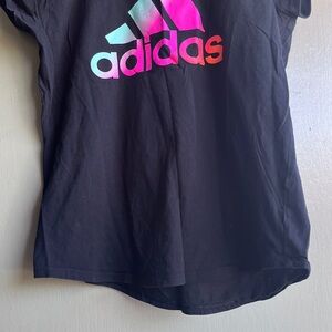 Adidas Kids Black T-Shirt with Multicolor Logo